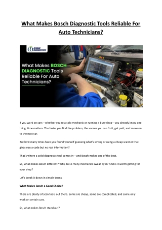 What Makes Bosch Diagnostic Tools Reliable For Auto Technicians_