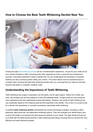 How to Choose the Best Teeth Whitening Dentist Near You