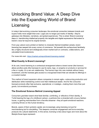 Product licensing ensures long-term brand growth