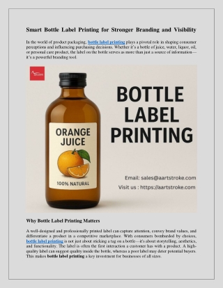 Smart Bottle Label Printing for Stronger Branding and Visibility