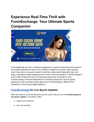 Experience Real-Time Thrill with FuninExchange: Your Ultimate Sports Companion