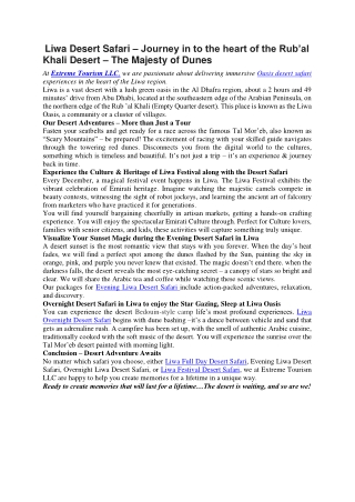 Liwa Desert Safari Abu Dhabi