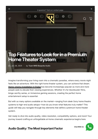 Top Features to Look for in a Premium Home Theater System