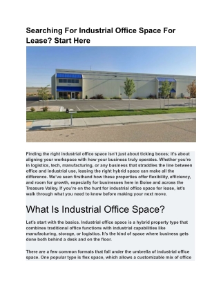 Searching For Industrial Office Space For Lease