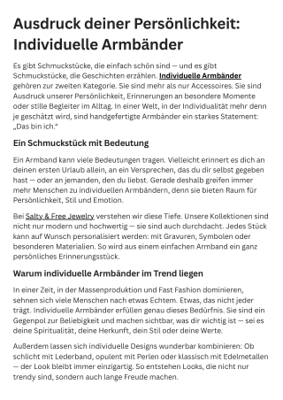 Ausdruck deiner Persönlichkeit Individuelle Armbänder