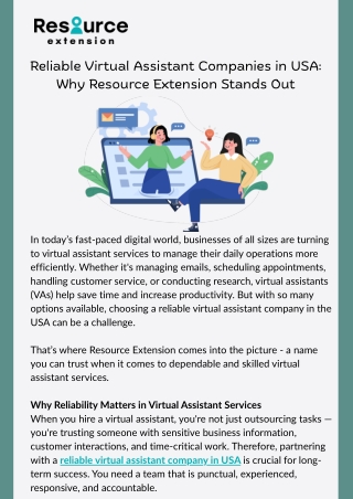 Reliable Virtual Assistant Companies in USA Why Resource Extension Stands Out