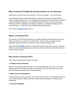 Why a Fractional CFO Might Be the Smartest Move for Your Business