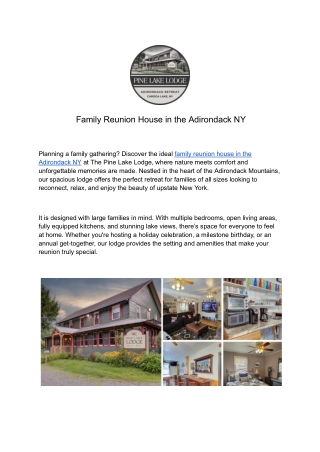 Family Reunion House in the Adirondack NY