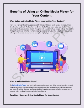 Benefits of Using an Online Media Player for Your Content