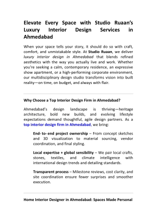 Residential & Office Interior Design in Ahmedabad – Studio Ruaan