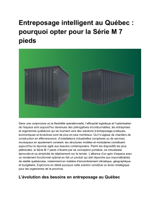 Entreposage intelligent au Québec _ pourquoi opter pour la Série M 7 pieds