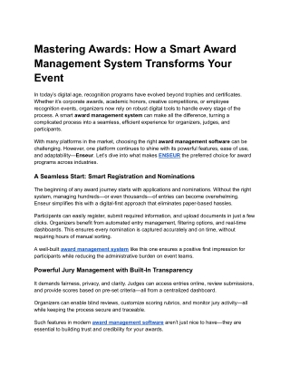 Mastering Awards_ How a Smart Award Management System Transforms Your Event