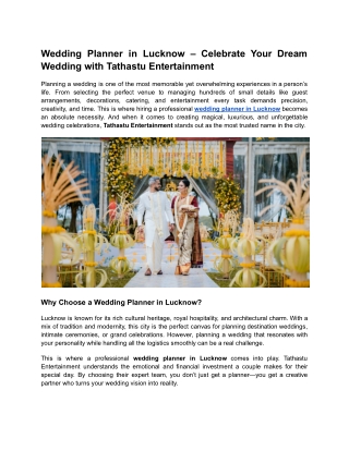 Wedding Planner in Lucknow – Celebrate Your Dream Wedding with Tathastu Entertainment (1)