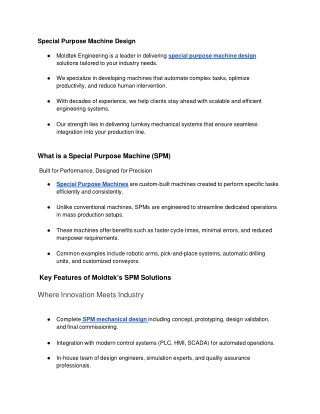 Special Purpose Machine Design