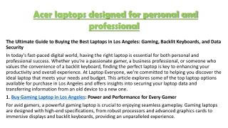 Acer laptops designed for personal and professional