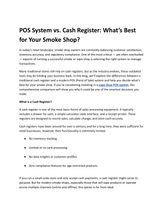 POS System vs. Cash Register: What’s Best for Your Smoke Shop?