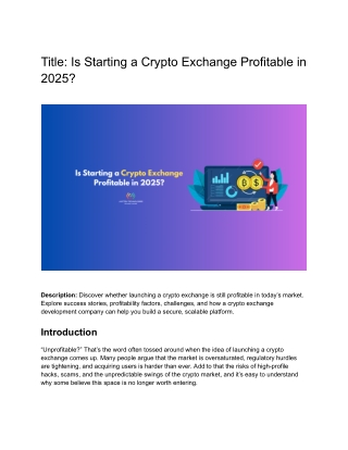 Is Starting a Crypto Exchange Profitable in 2025?