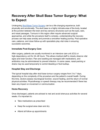 Recovery After Skull Base Tumor Surgery_ What to Expect