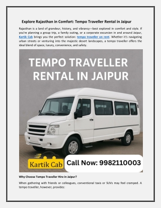 Explore Rajasthan in Comfort- Tempo Traveller Rental in Jaipur