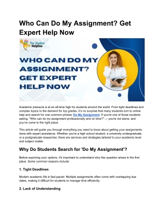 Who Can Do My Assignment? Get Expert Help Now