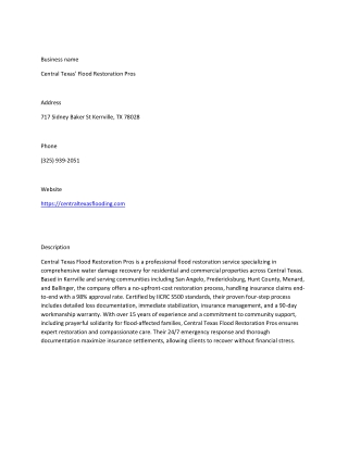 Central Texas' Flood Restoration Pros