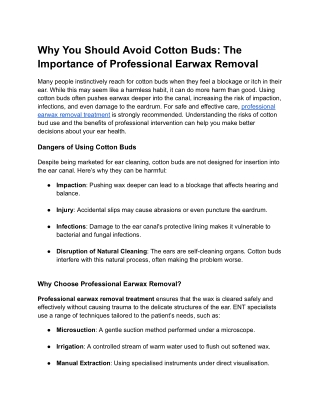 Why You Should Avoid Cotton Buds_ The Importance of Professional Earwax Removal