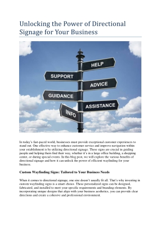 Unlocking the Power of Directional Signage for Your Business