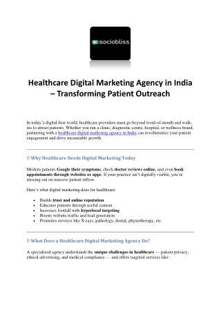 Healthcare Digital Marketing Agency in India