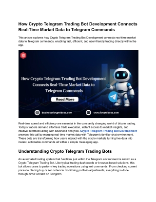 How Crypto Telegram Trading Bot Development Connects Real-Time Market Data to Telegram Commands