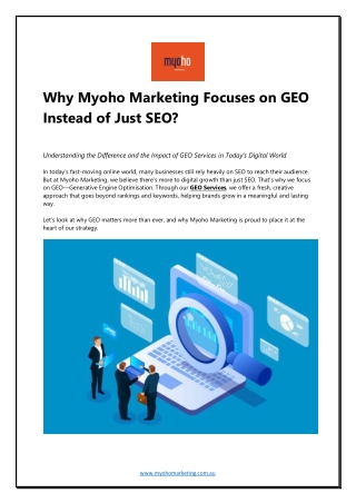 Why Myoho Marketing Focuses on GEO Instead of Just SEO
