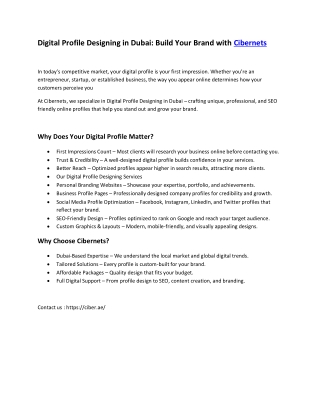 Digital Profile Designing in Dubai