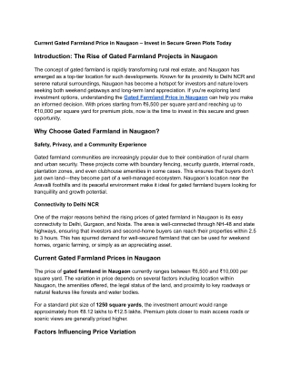 Current Gated Farmland Price in Naugaon – Invest in Secure Green Plots Today