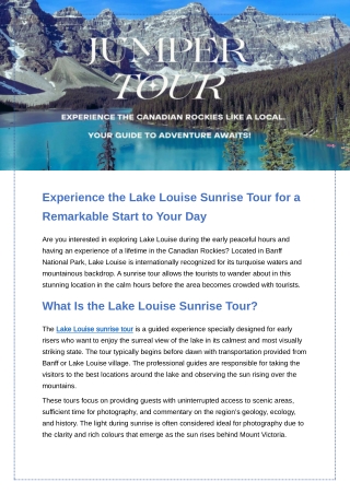 Experience the Lake Louise Sunrise Tour for a Remarkable Start to Your Day.docx