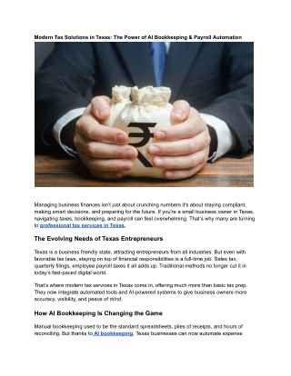 Modern Tax Solutions in Texas_ The Power of AI Bookkeeping & Payroll Automation