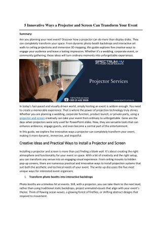 5 Innovative Ways a Projector and Screen Can Transform Your Event