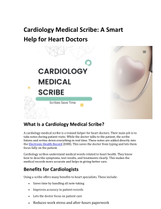 Cardiology Medical Scribe