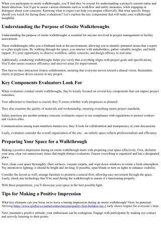 What to Expect From Onsite Walkthroughs