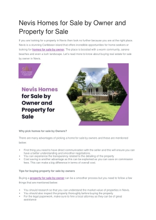 Nevis Homes for Sale by Owner and Property for Sale
