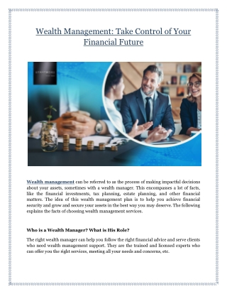 Wealth Management: Take Control of Your Financial Future