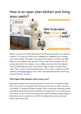 How is an open plan kitchen and living area useful