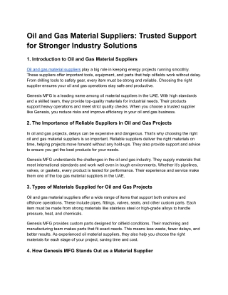 Oil and Gas Material Suppliers_ Trusted Support for Stronger Industry Solutions