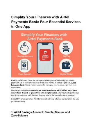 Simplify Your Finances with Airtel Payments Bank Four Essential Services in One App