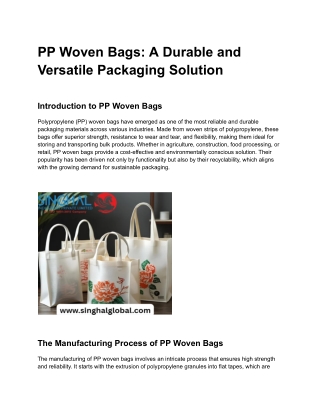 PP Woven Bags_ A Durable and Versatile Packaging Solution