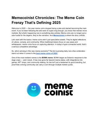 Memecoinist - memecoin latest news