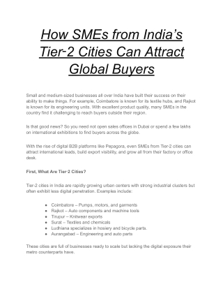 How SMEs from India’s Tier‑2 Cities Can Attract Global Buyers