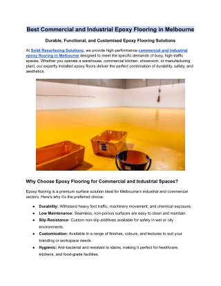 Best Commercial and Industrial Epoxy Flooring in Melbourne