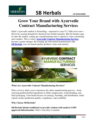 Grow Your Brand with Ayurvedic Contract Manufacturing Services