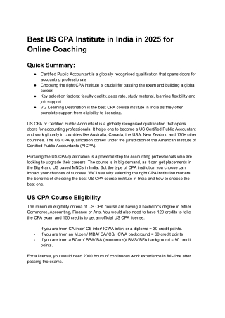 Best US CPA Institute in India in 2025 for Online Coaching