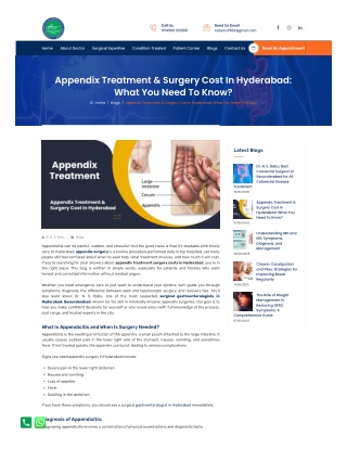 Appendix Treatment & Surgery Cost In Hyderabad