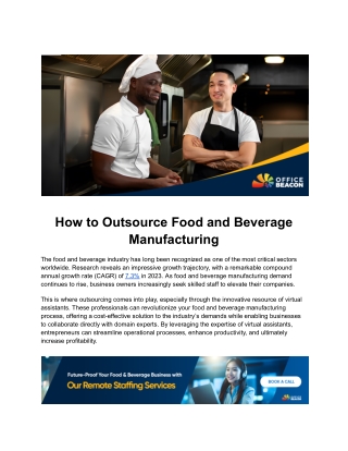 Food and Beverage Outsourcing Services | Hire Virtual Assistant